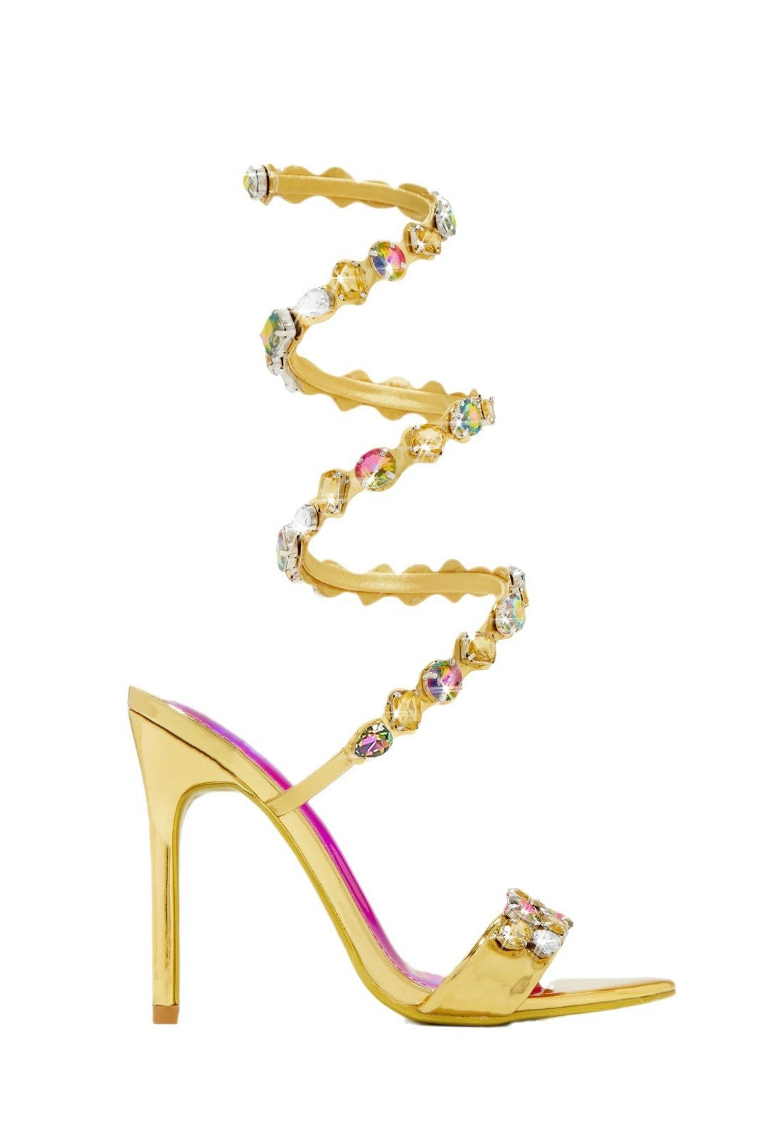 AIIZIE LAURA DIAMOND ANKLE STRAP STILETTO SANDALS - BLACK - product image