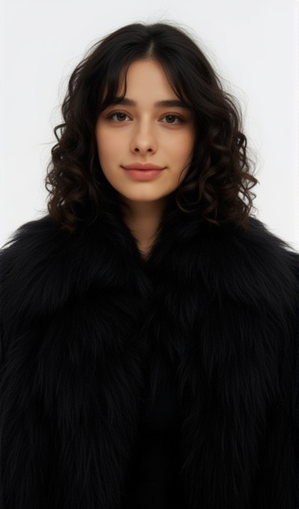 Cappotto corto di pelliccia nera