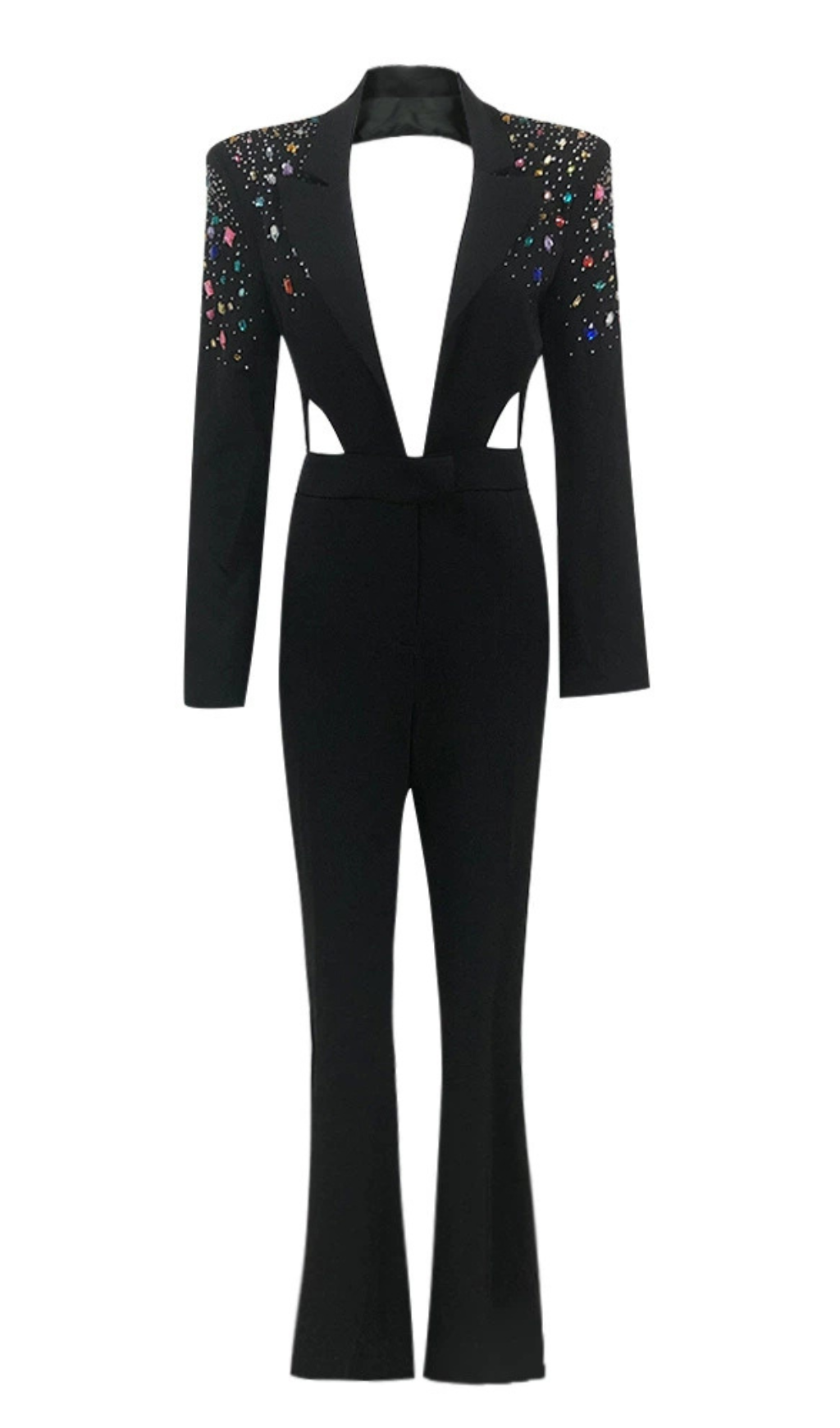 DIAMOND BLAZER JUMPSUIT IN BLACK