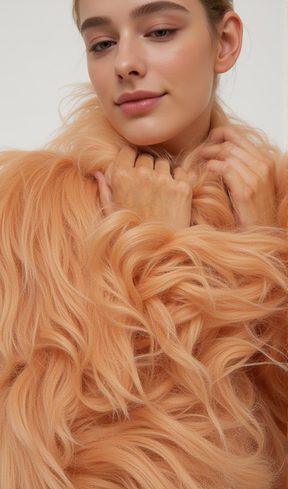 cappotto di pelliccia rosa nudo