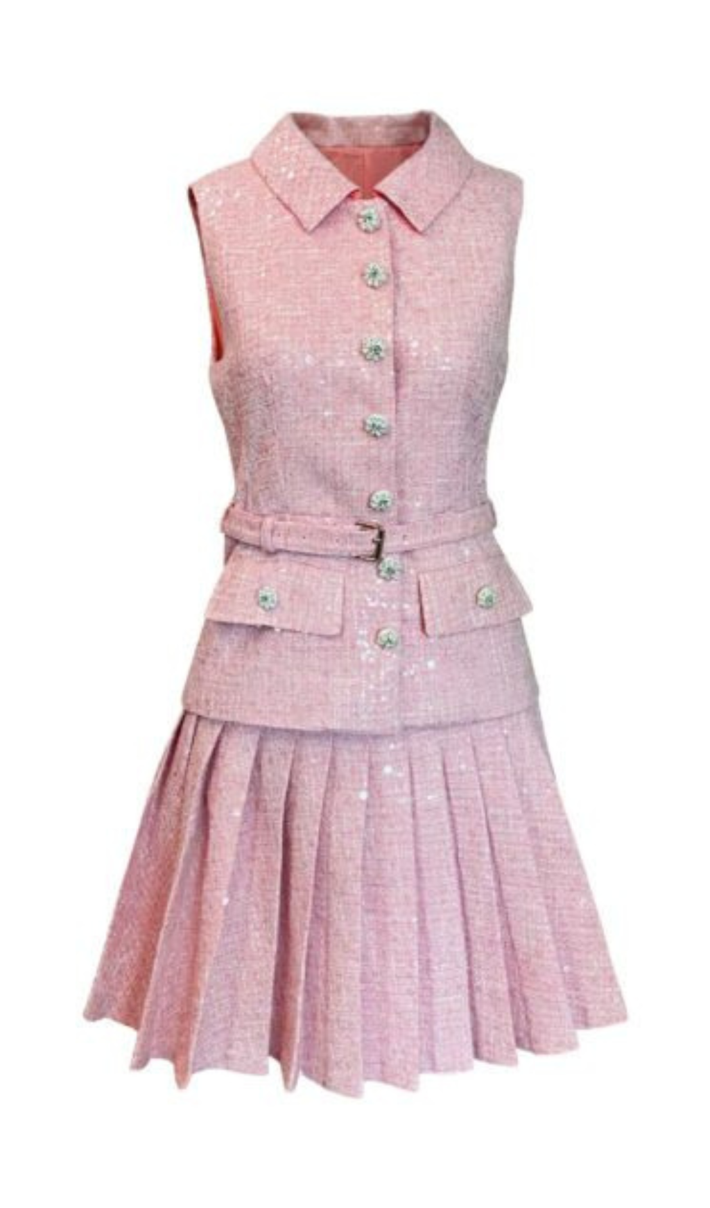 Rosa Bouclé-Minikleid mit tailliertem Schnitt