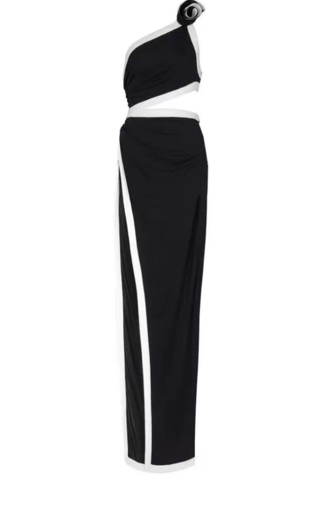 ASYMMETRISCHES KLEID MIT ROSENDETAIL