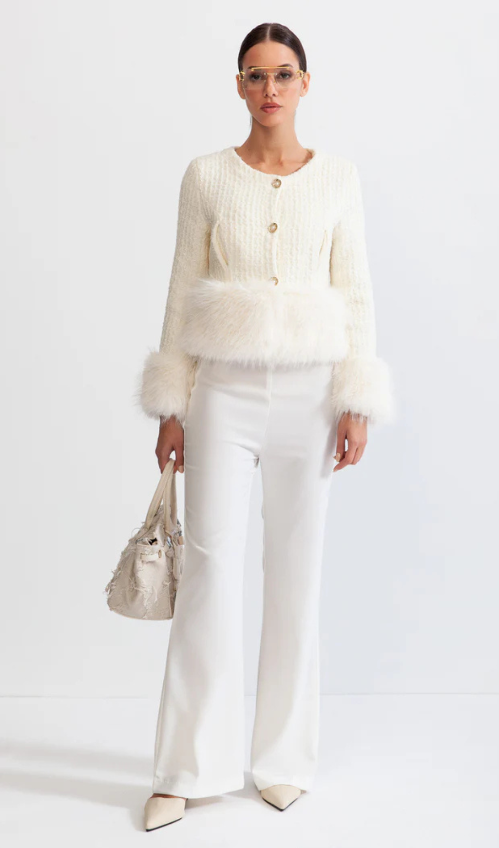 FAUX FUR COAT WITH WOOL BLEND