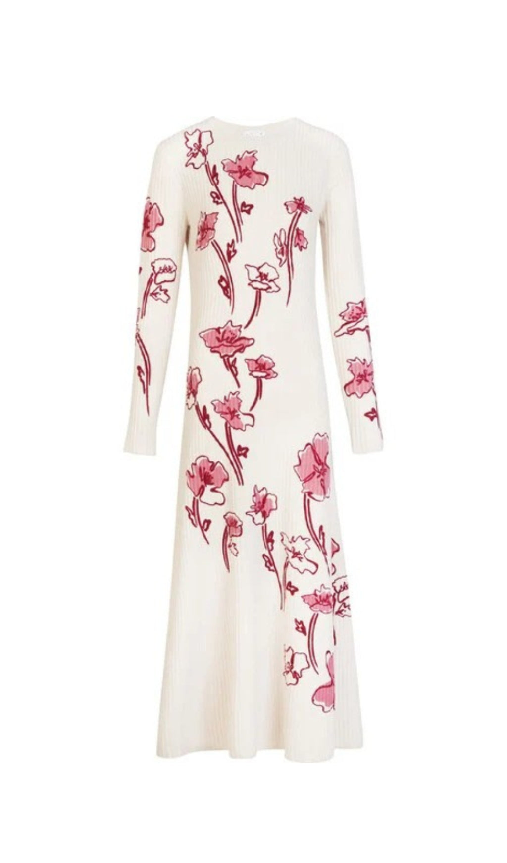 Odette – Maxikleid aus Stretch-Strick in Ecru-Bunt