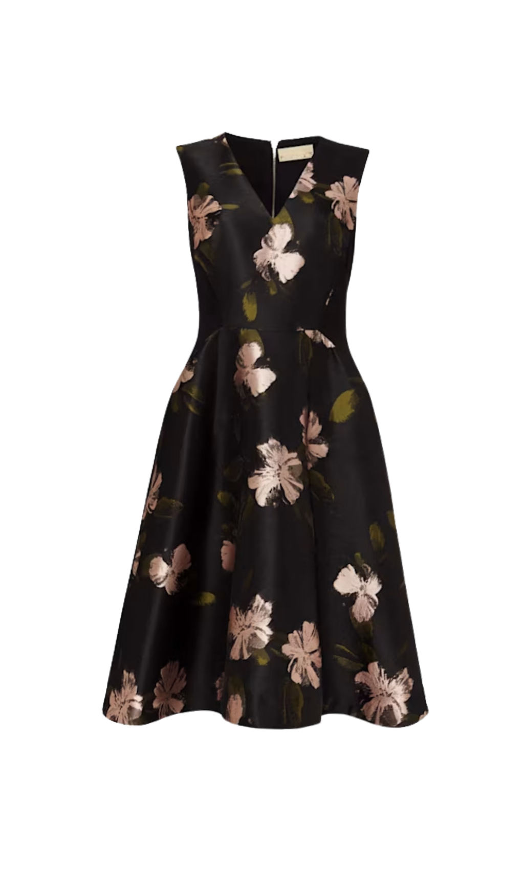 FLORAL JACQUARD MIDI DRESS IN BLACK
