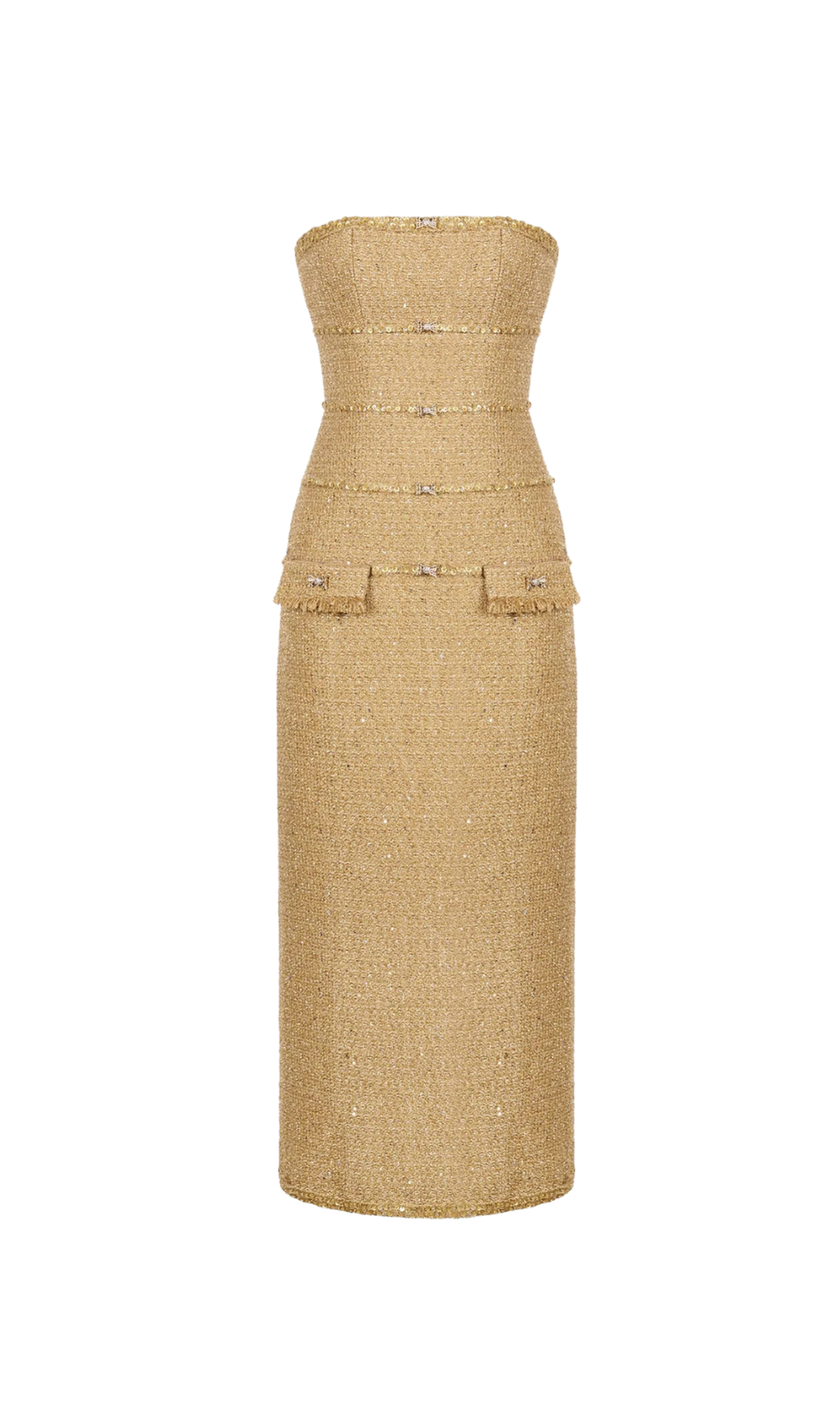 Elborno – Trägerloses Midikleid mit Goldverzierung