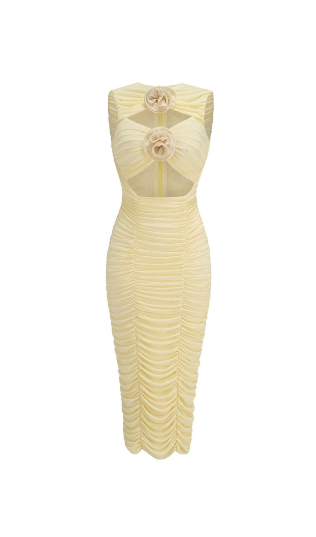 AMELIA ÄRMELLOSES MIDIKLEID MIT BLUMENMUSTER IN HELLGELB