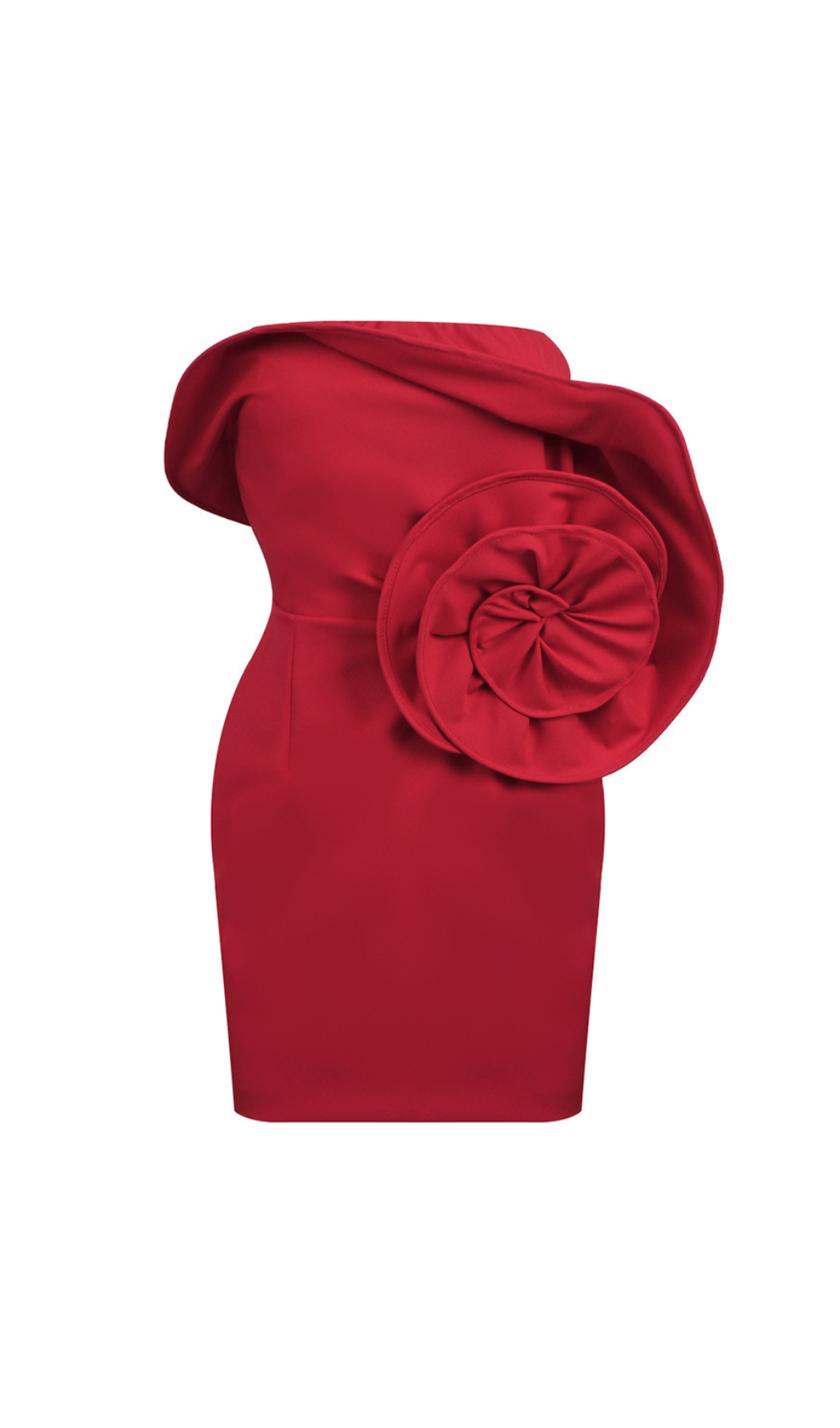 SCULPTURAL ROSE MINI DRESS IN RED