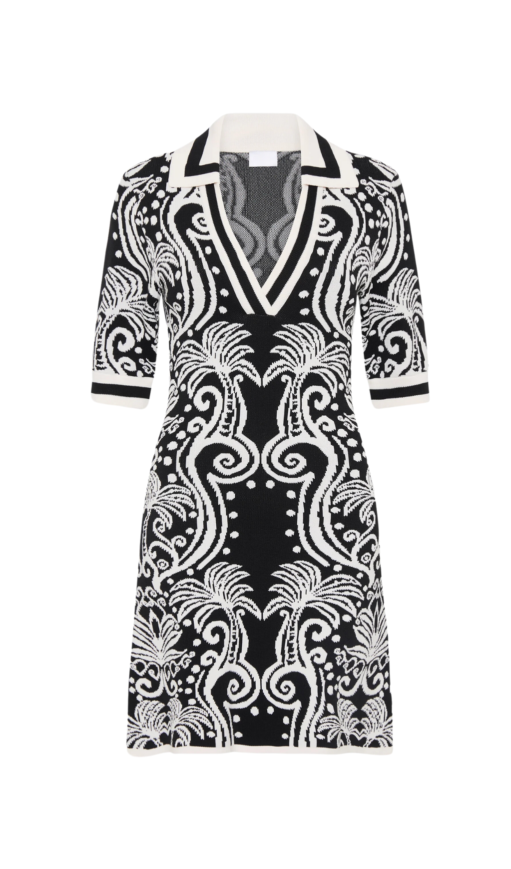 MINIKLEID MIT VINTAGE-STRICKMUSTER IN SCHWARZ