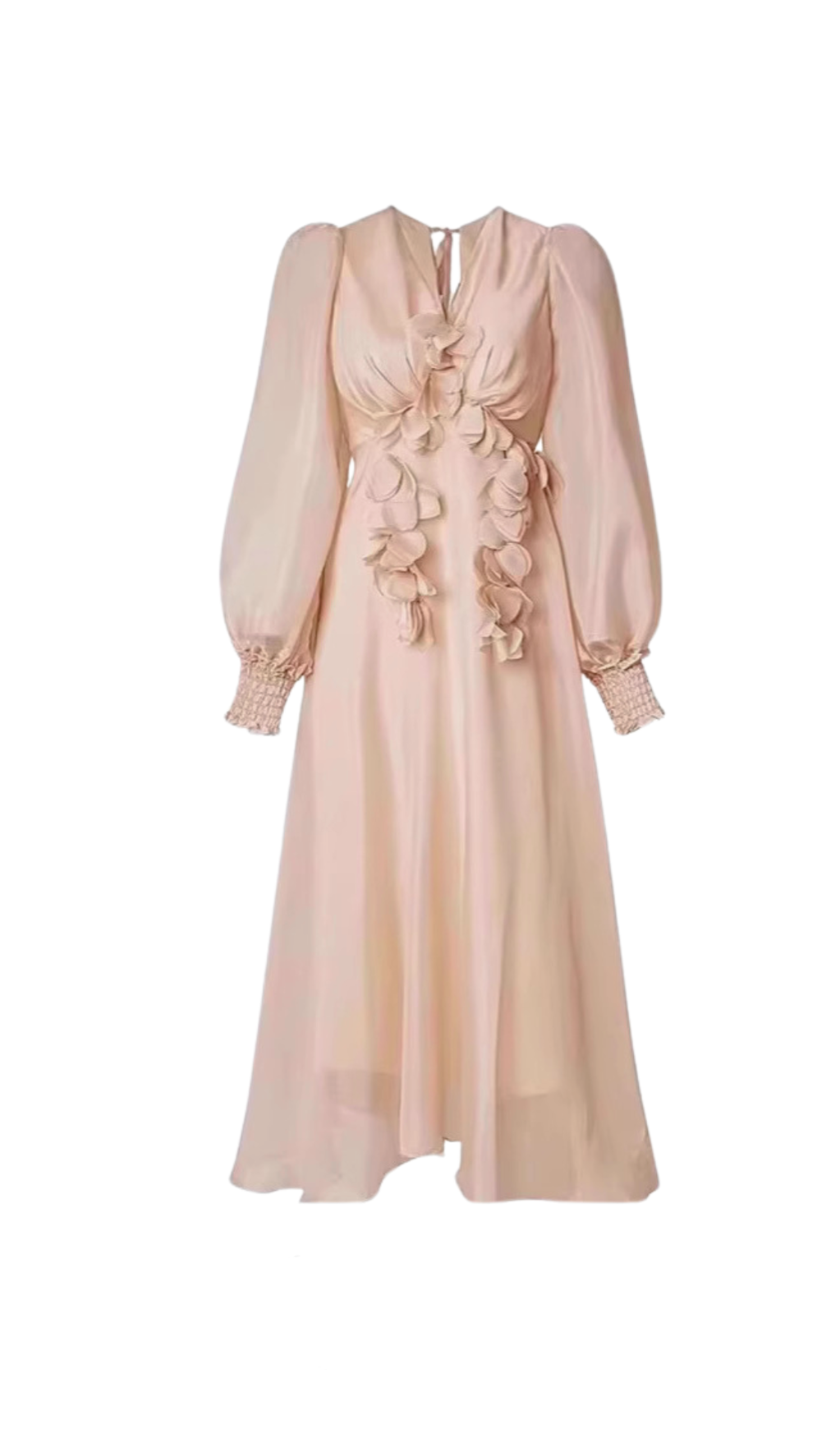 FLORAL EMBELLISHED MIDI DRESS IN NEUTRALS