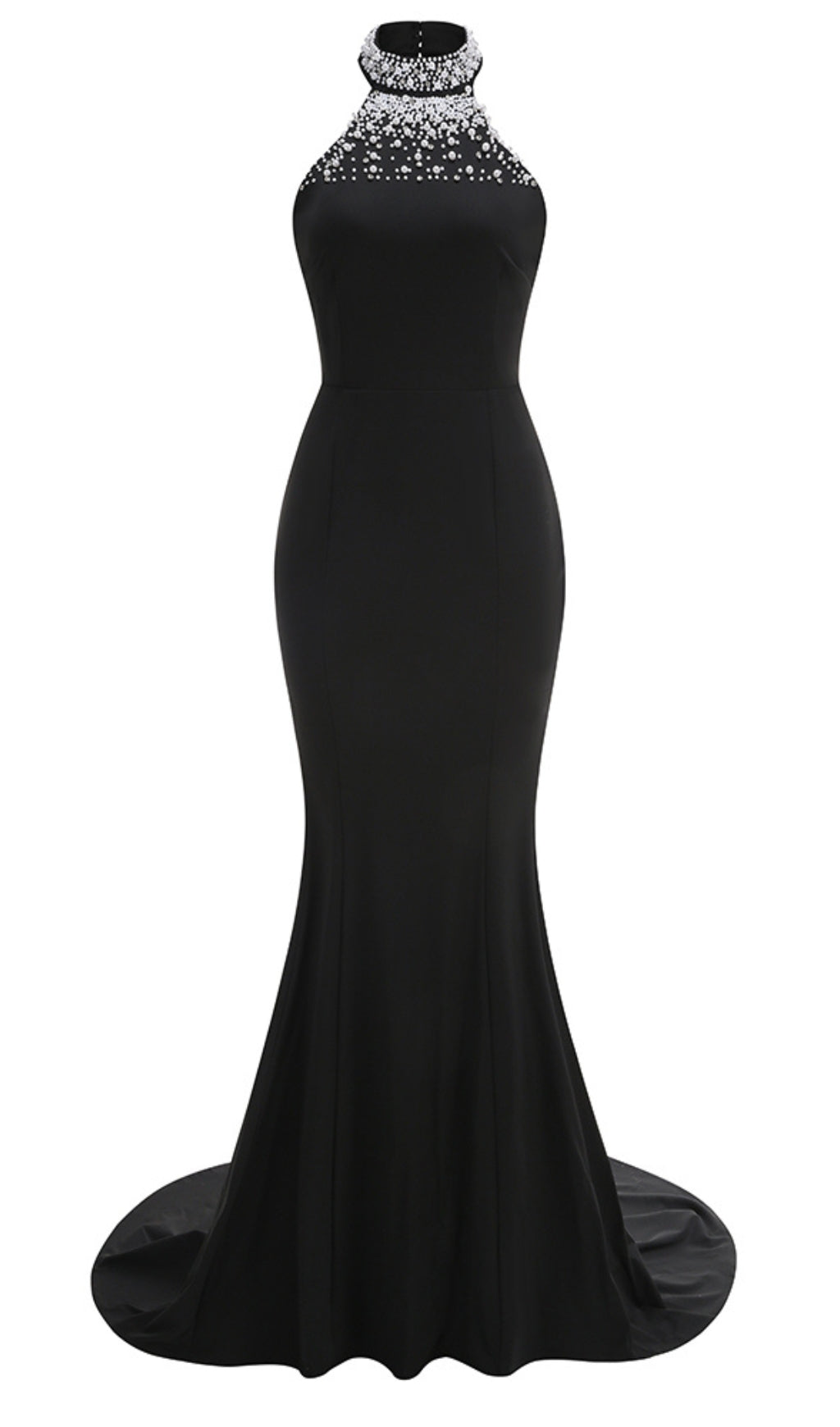 HALTERNECK PEARL PROM GOWN