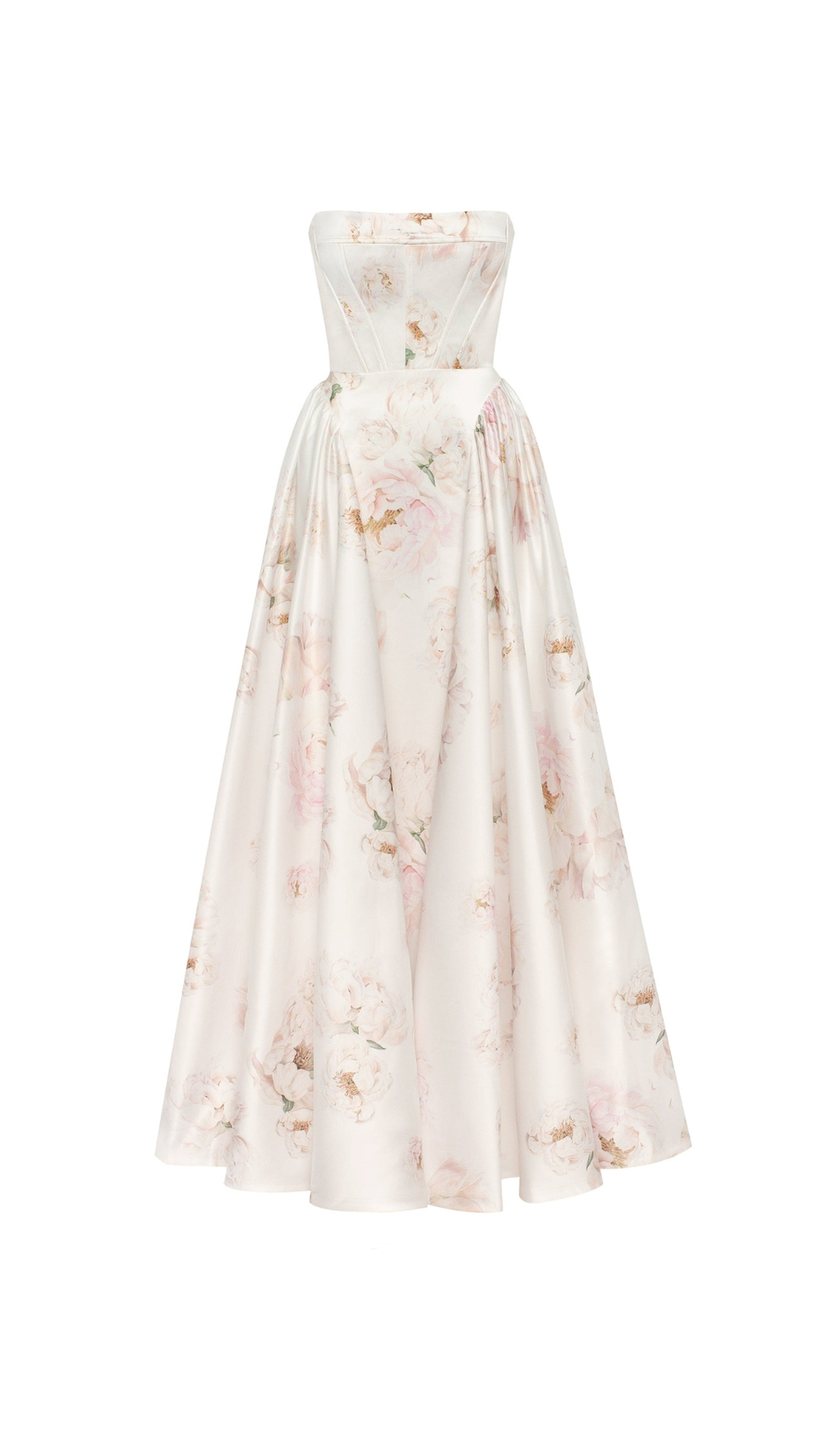 LETITIA PINK PEONY STRAPLESS MAXI DRESS