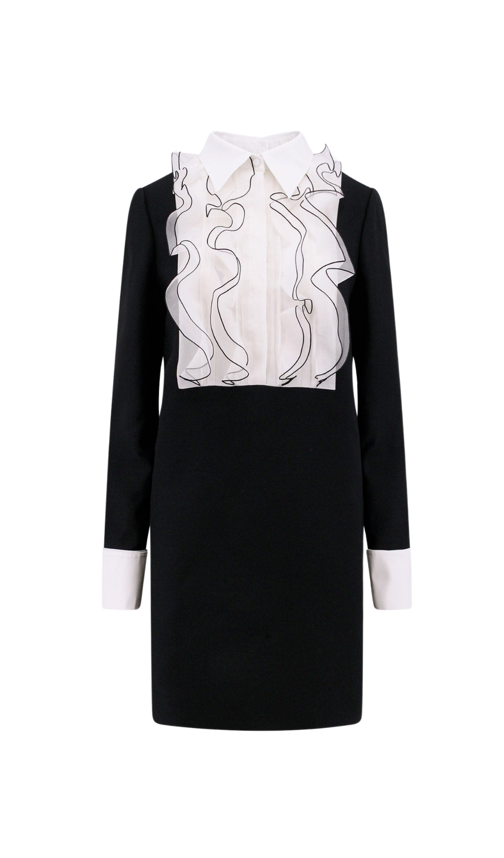 zweifarbiges Minikleid mit Rüschenbesatz