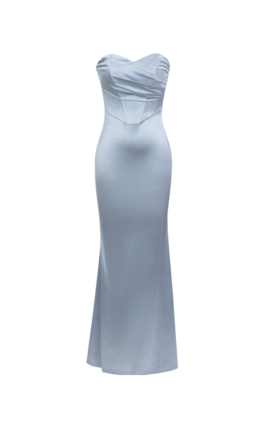AIIZIE YEDDA GREY RUCHED BODYCON STRAPLESS MAXI DRESS - product image