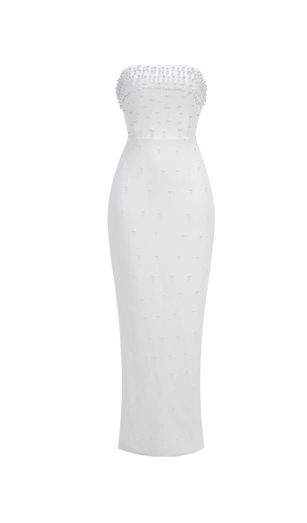 ABITO SENZA SPALLINE BIANCO CON PERLE