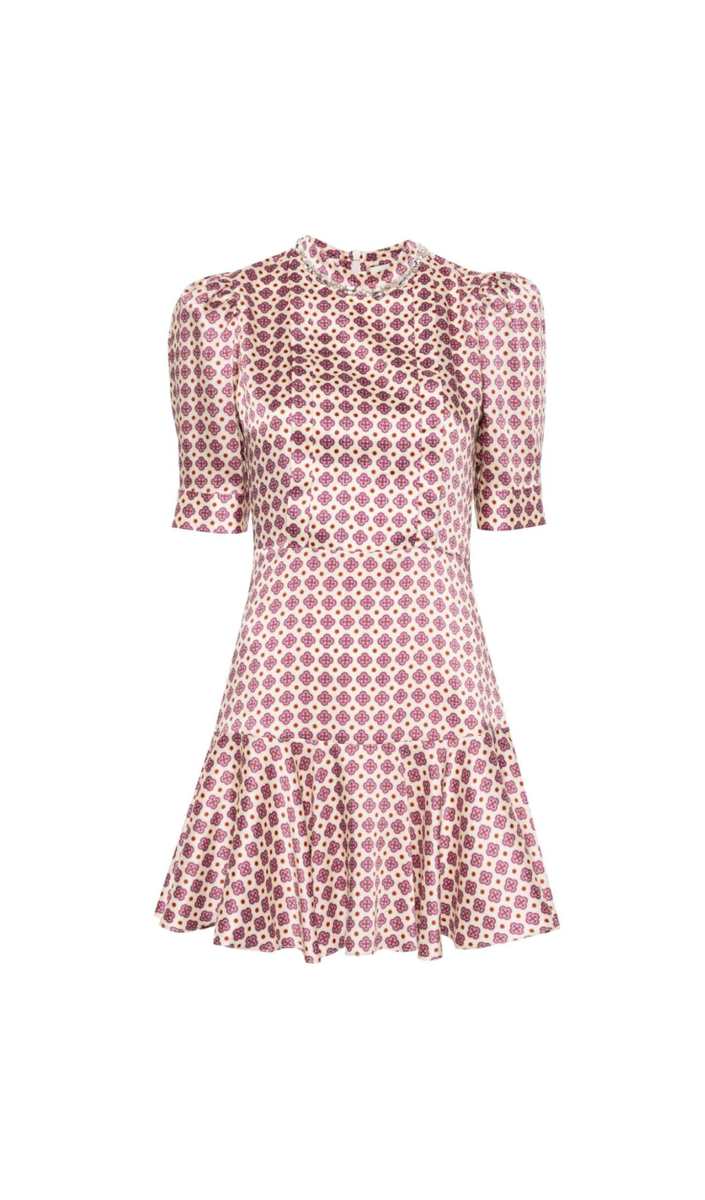 JAYANI PRINTED PUFF SLEEVE MINI DRESS IN PINK