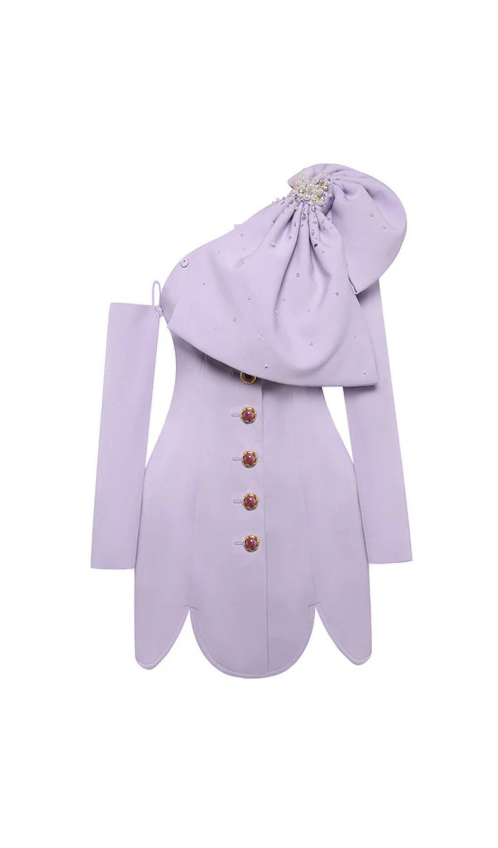 BOWKNOT EMBELLISHED MINI DRESS IN PURPLE