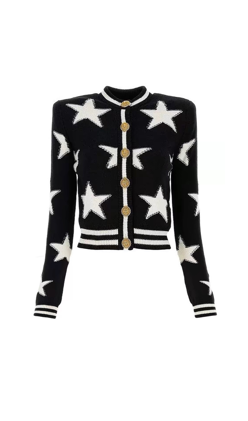 STAR JACQUARD BLACK CARDIGAN