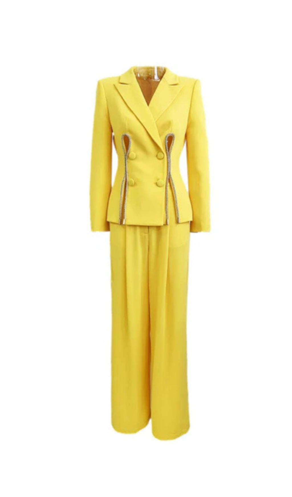 YELLOW DOUBLE BREASTED PANTSUIT