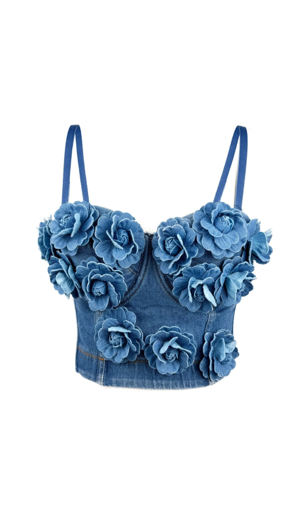 DENIM TOP WITH ROSES