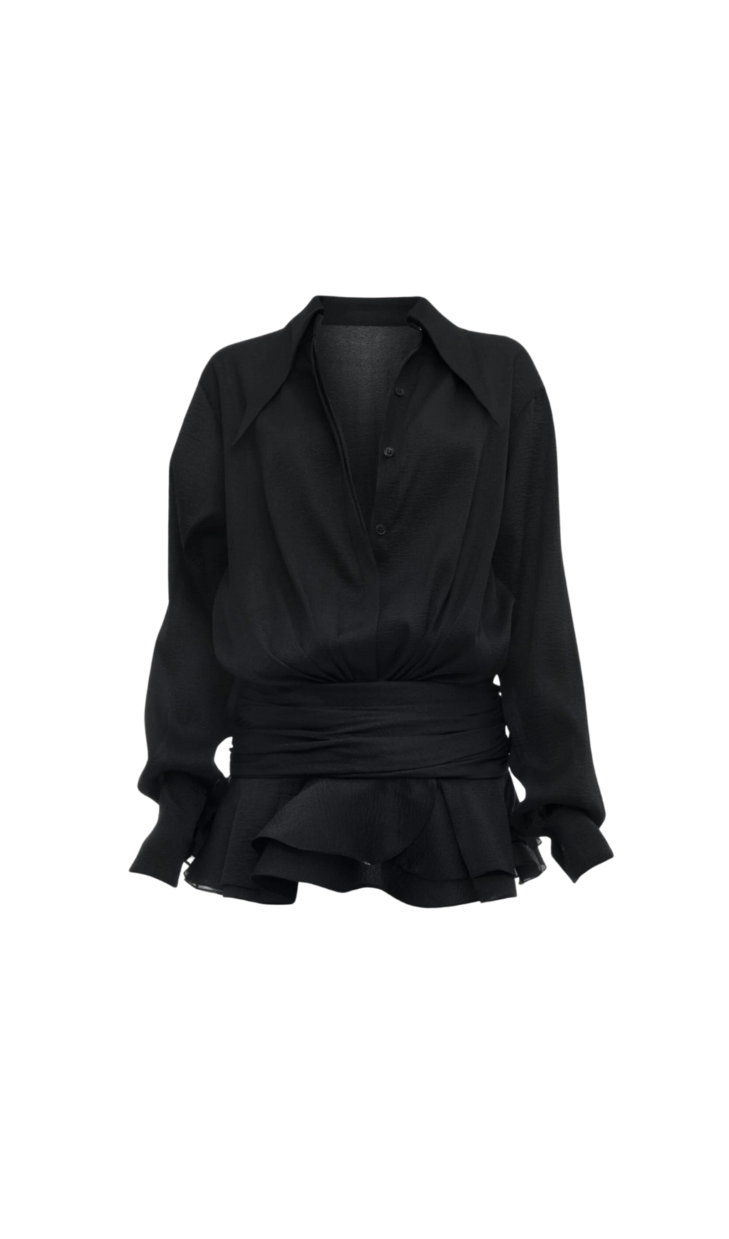 MINI ABITO CON VOLANT E RUCHES IN NERO