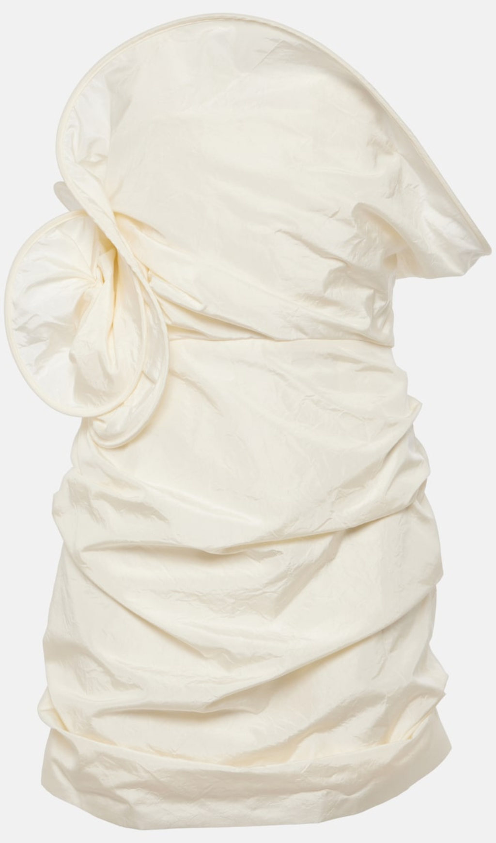 STRAPLESS RUFFLED TAFFETA MINI DRESS IN WHITE
