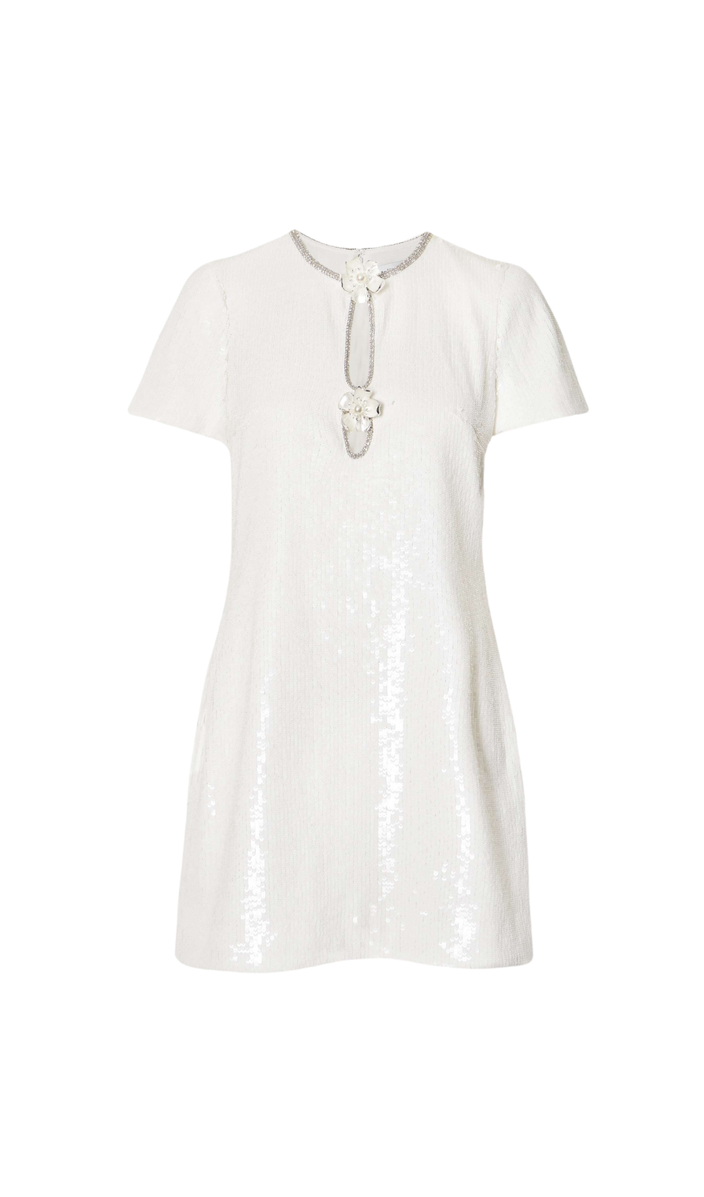 EDEN WHITE EMBELLISHED CUTOUT SEQUINED TULLE MINI DRESS