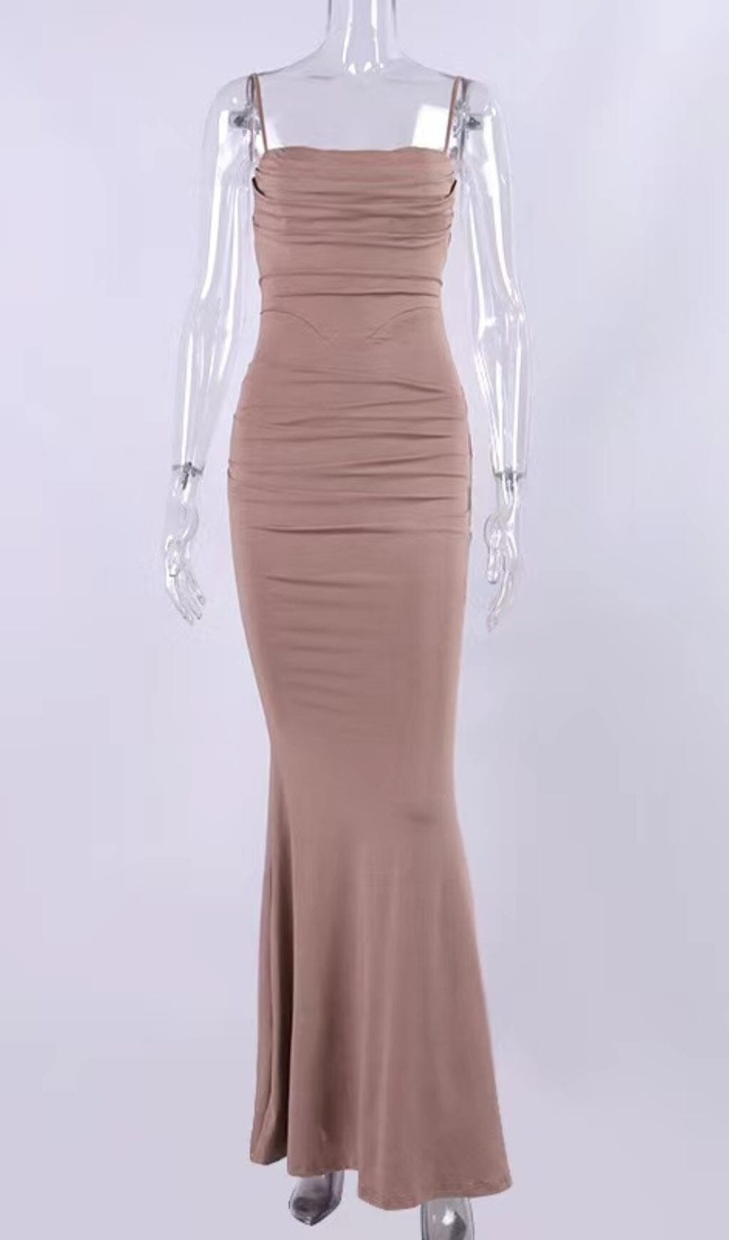 JERSEY-KORSETT-MAXIKLEID IN MANDEL