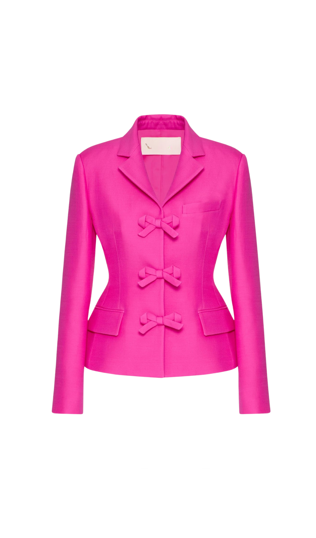 YURI – Crêpe-Couture-Blazer mit Schleifendetail in Pink