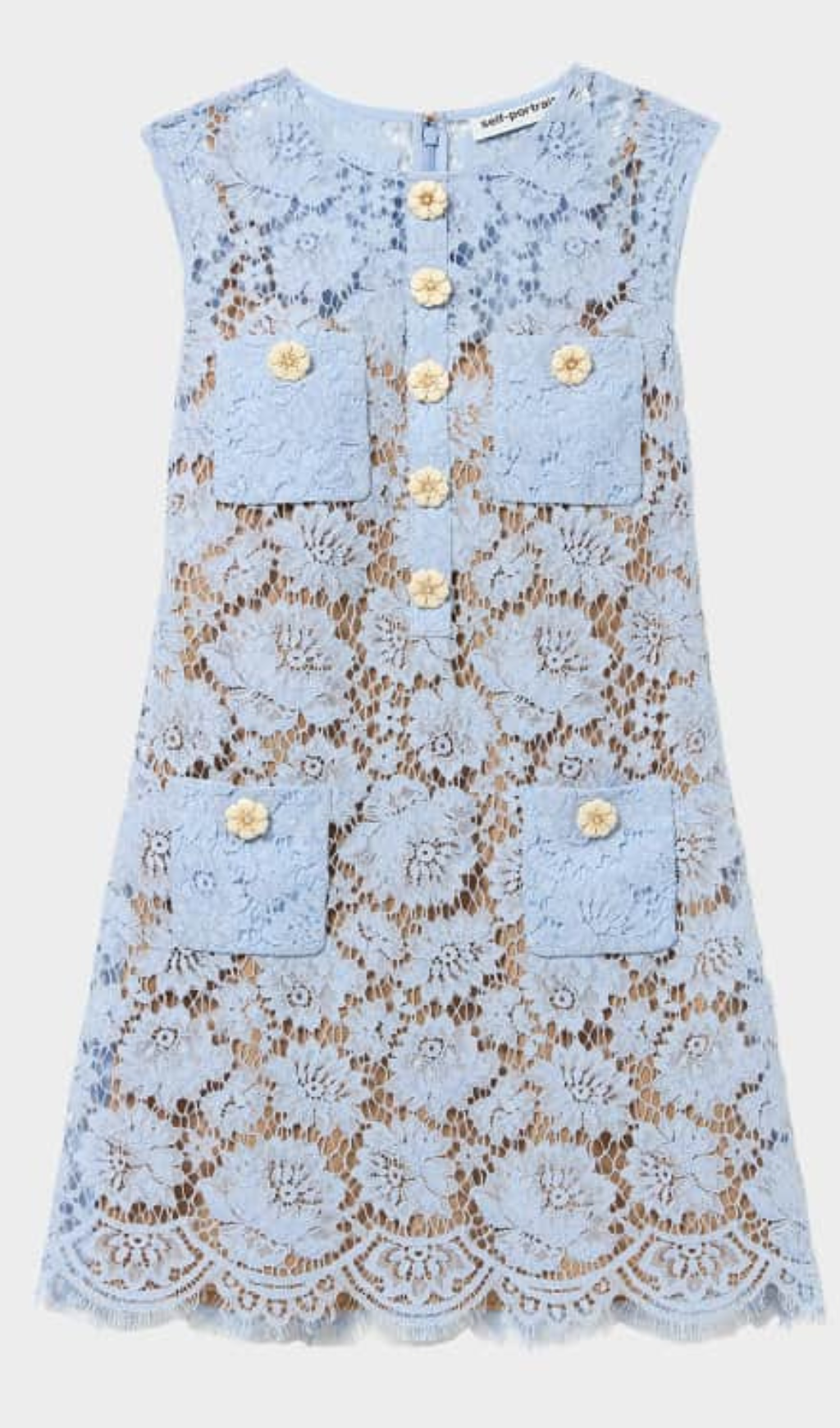 Blaues Minikleid aus feiner Spitze