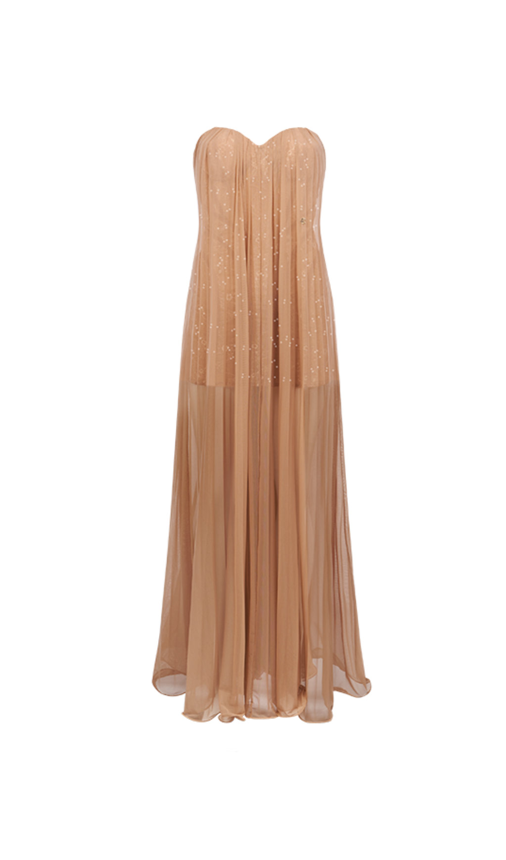 THEA STRAPLESS MESH BACKLESS MAXI DRESS IN BROWN