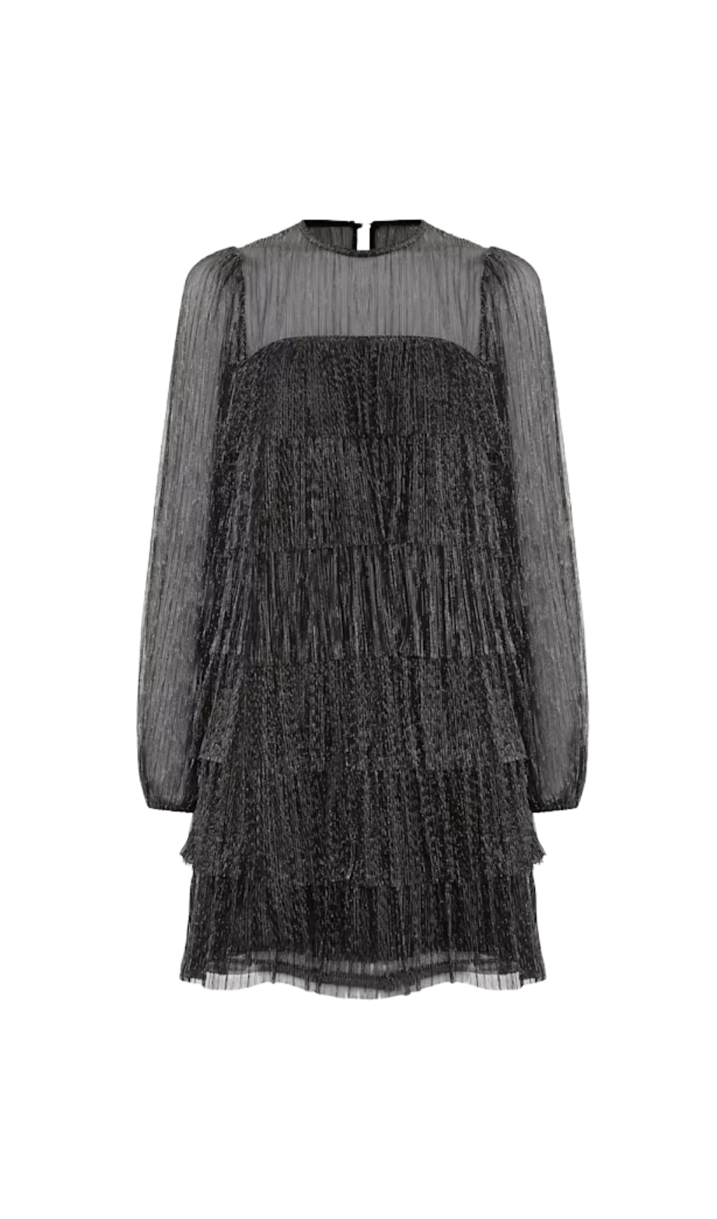 LAYER CHIFFON PUFF MINI DRESS IN BLACK