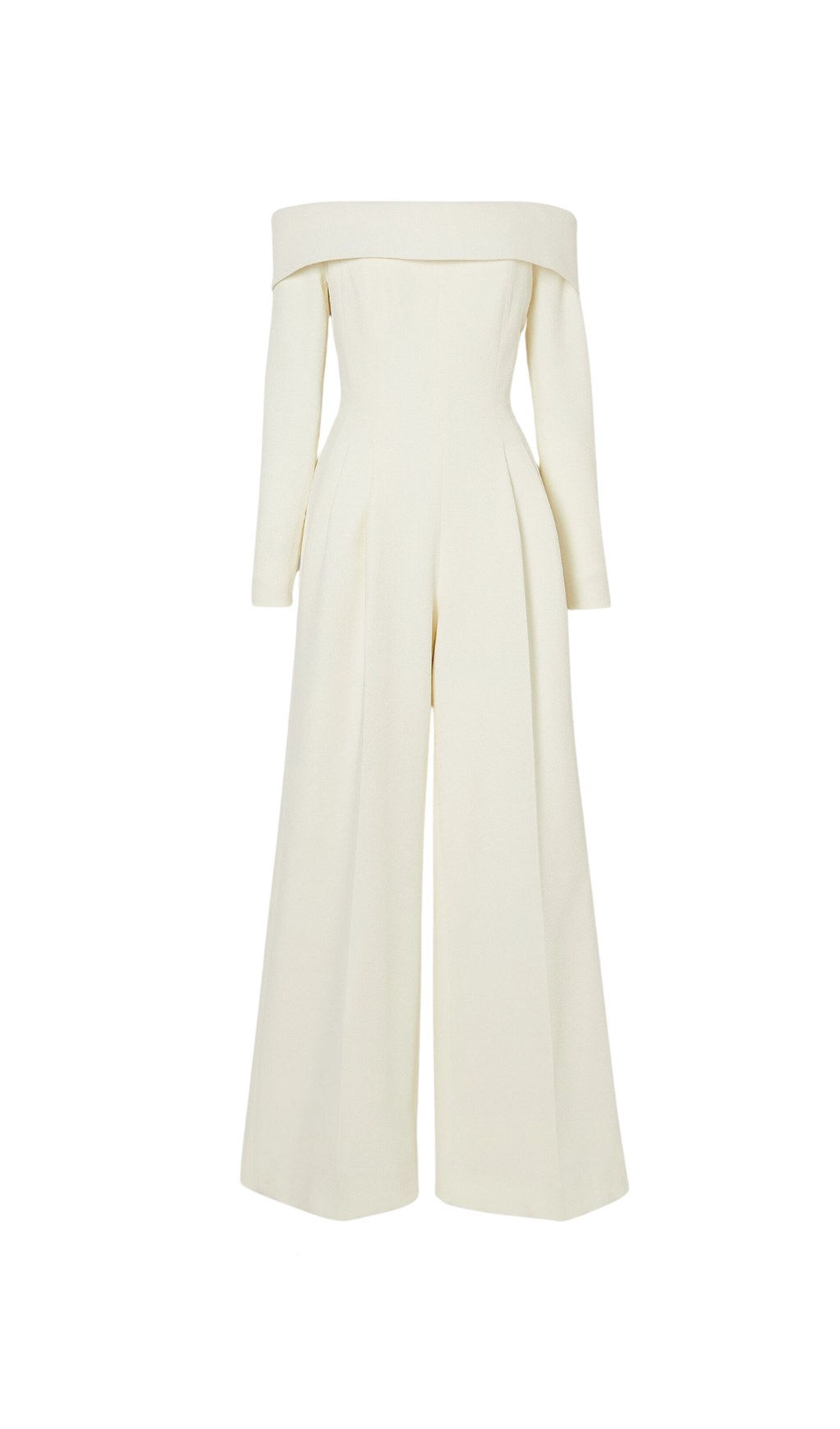 Vesper – Schulterfreier Crêpe-Jumpsuit in Elfenbein