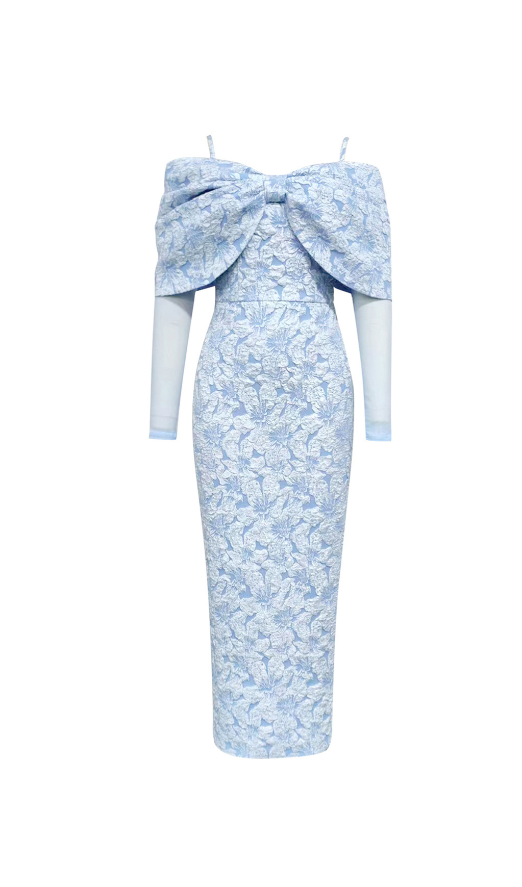 Träger-Midikleid mit Schmetterlingsärmeln in Blau