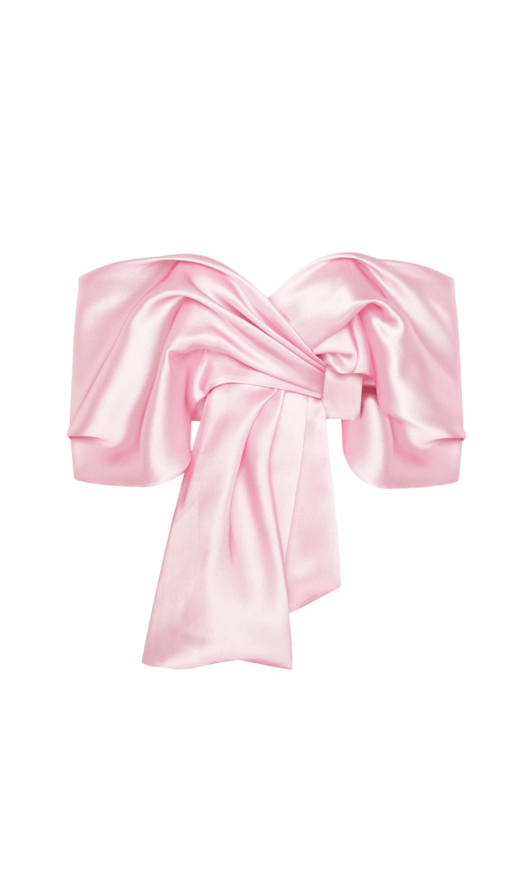 SAMIRA BOW CROSS OFF SHOULDER SATIN TOP