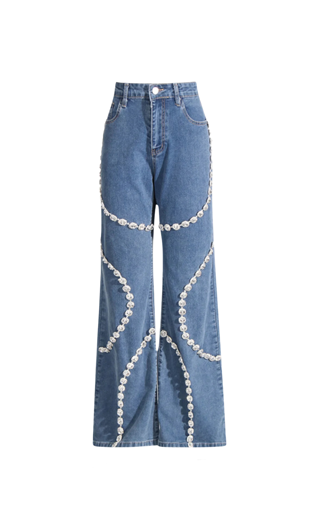 RABIA RHINESTONE JEANS IN BLUE