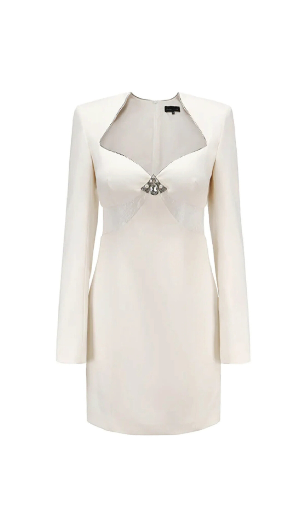 DIAMOND COLLAR LACE MINI DRESS IN WHITE