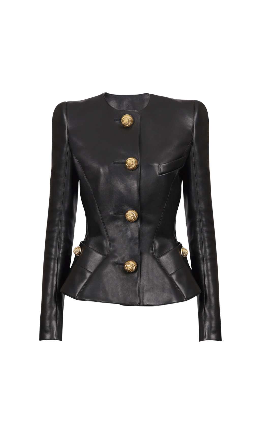 LAMBSKIN LEATHER PEPLUM JACKET