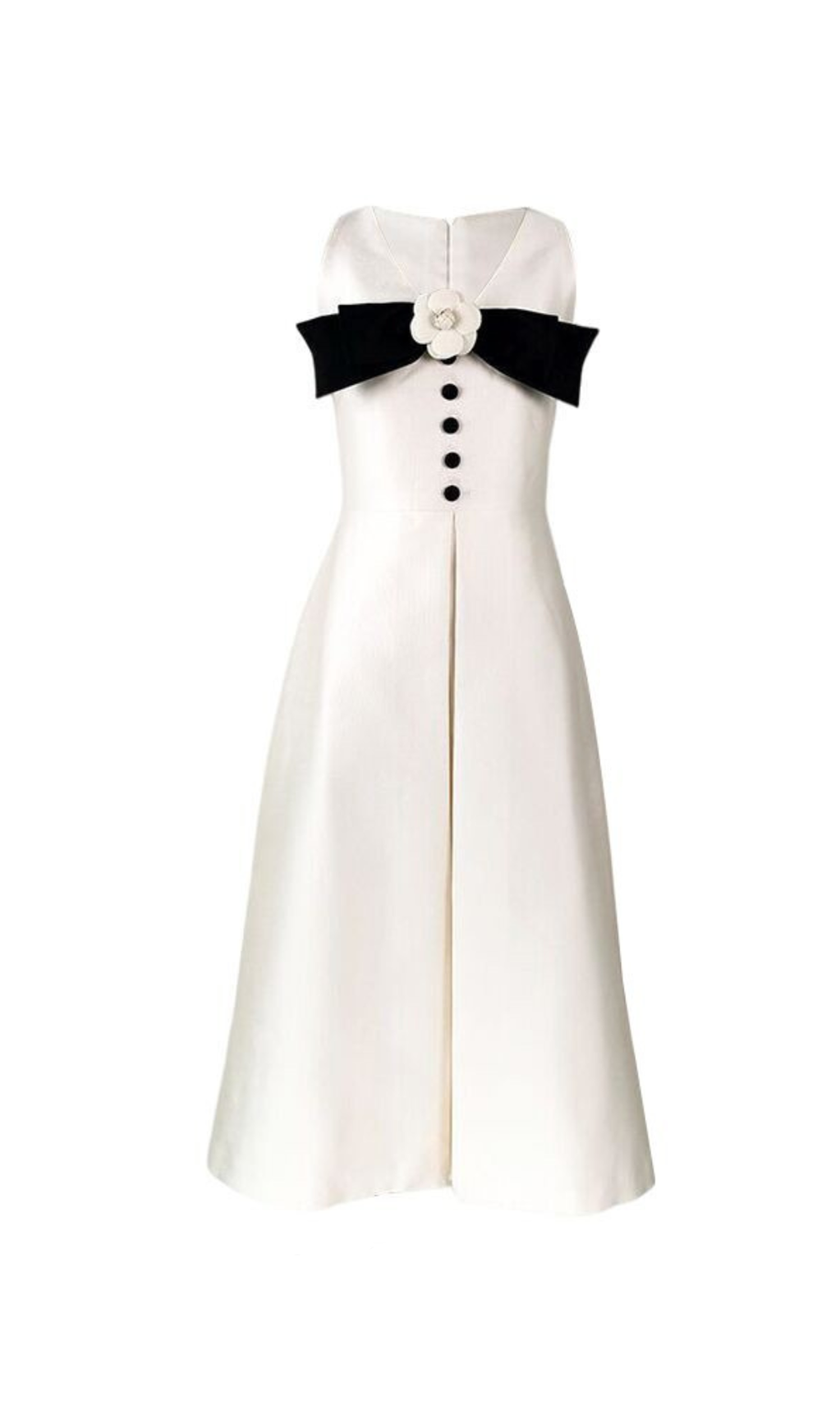 ABITO MIDI BIANCO CON FIOCCO E FIORI