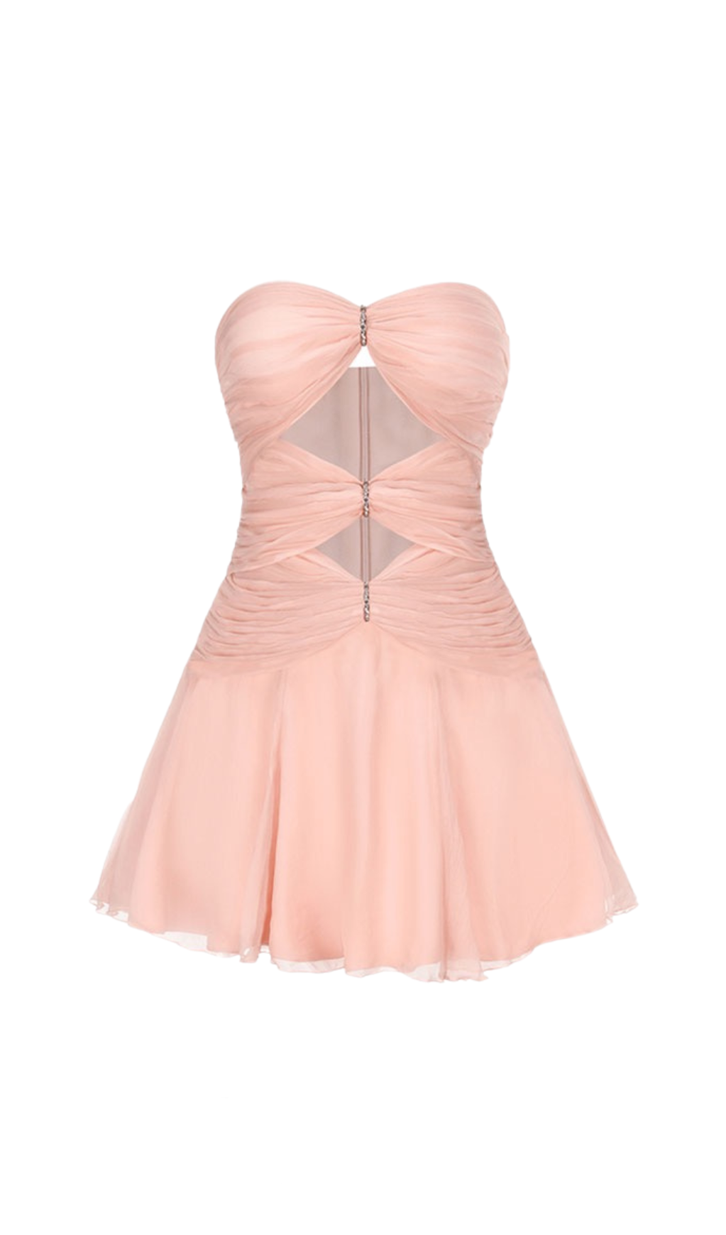 CUT-OUT PLEATED OFF-SHOULDER MINI DRESS IN PINK