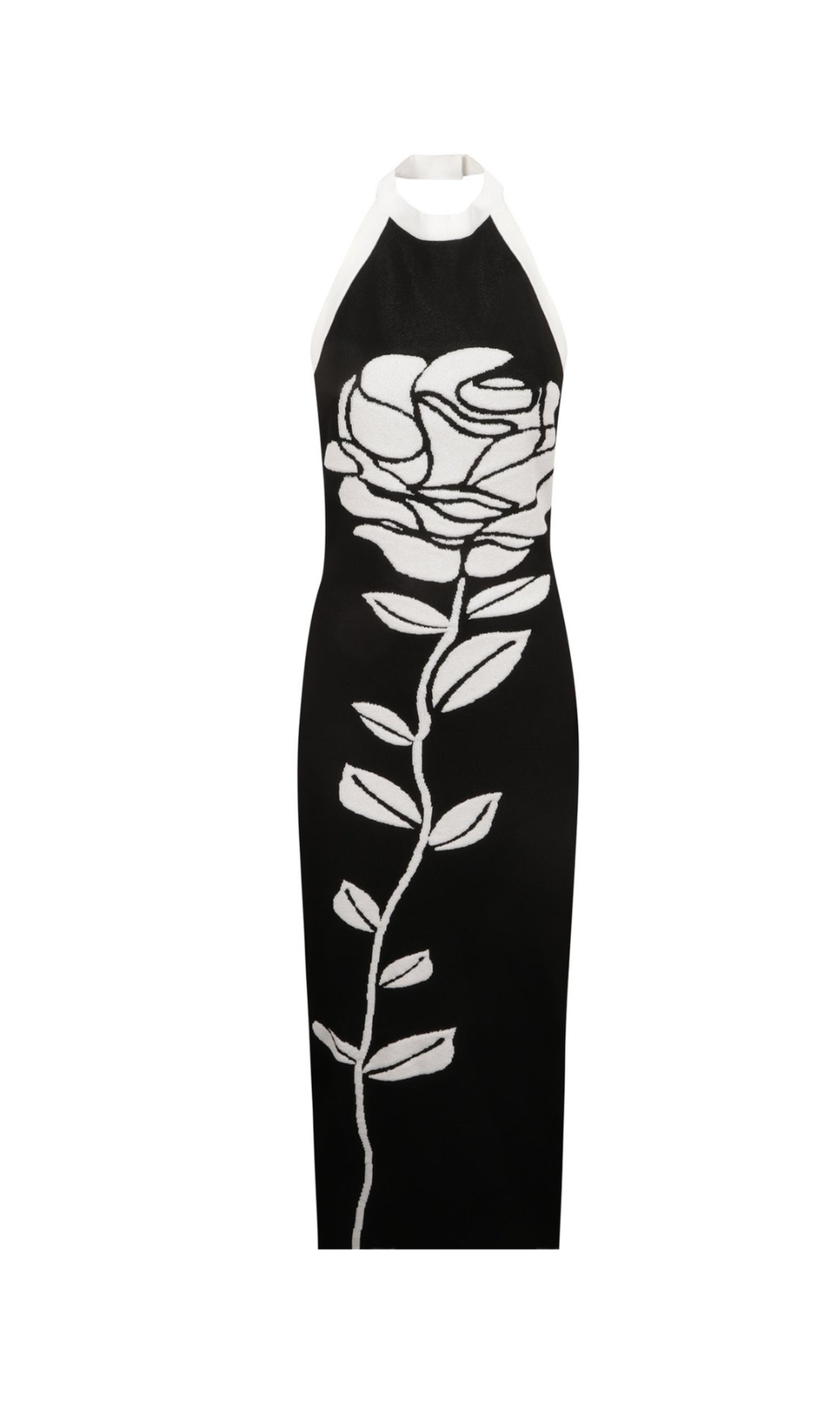 MIDIKLEID „BRIDGET“ MIT FLORALEM JACQUARD UND OFFENEM RÜCKEN