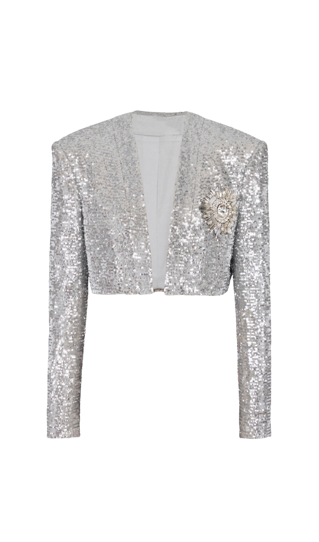 BLAZER CORTO CON PAILLETTES ARGENTO