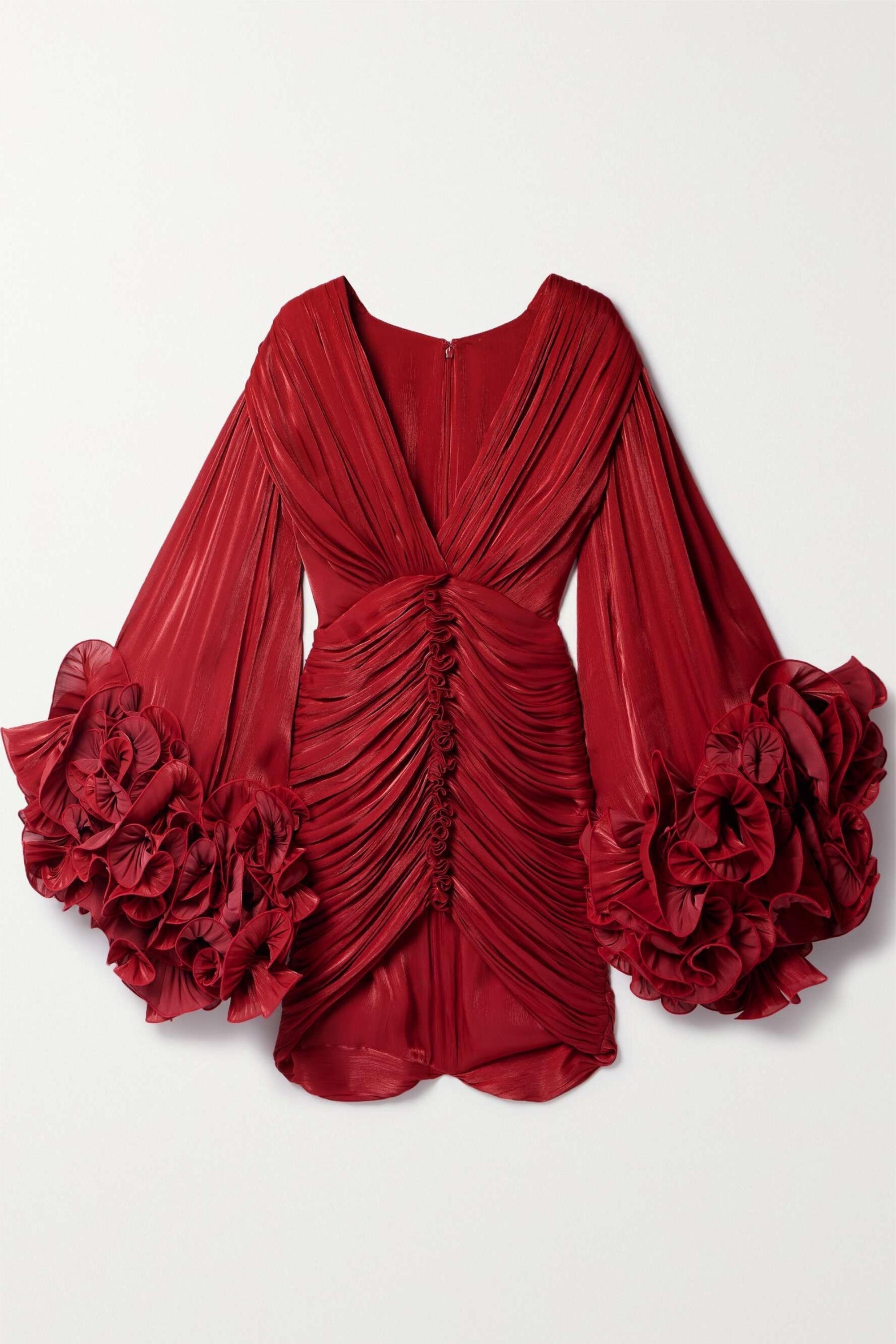 MINIKLEID MIT V-AUSSCHNITT UND 3D-BLUMENMUSTER