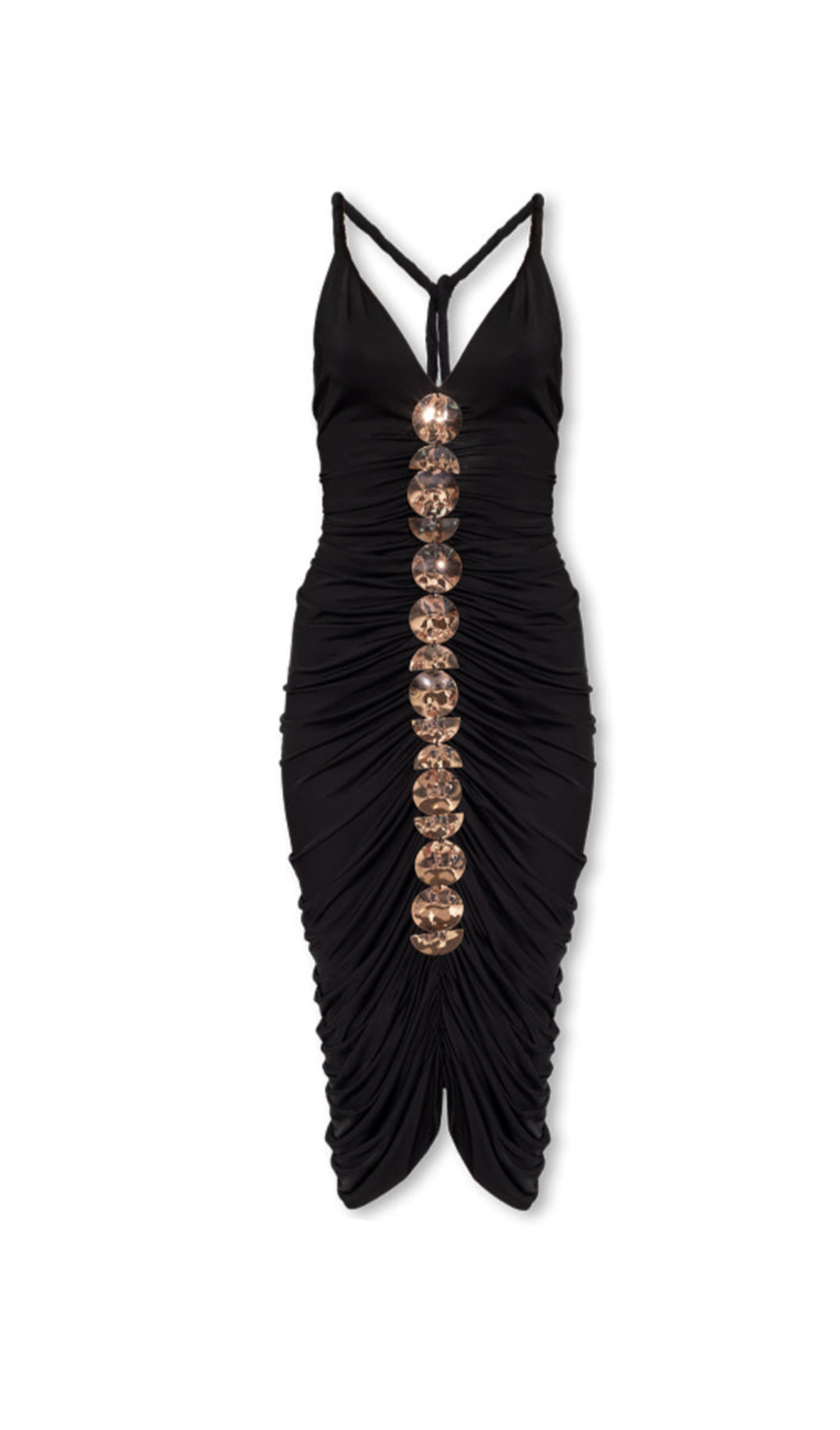 APPHIA – Midikleid mit metallischen Pailletten und Plissee in Schwarz