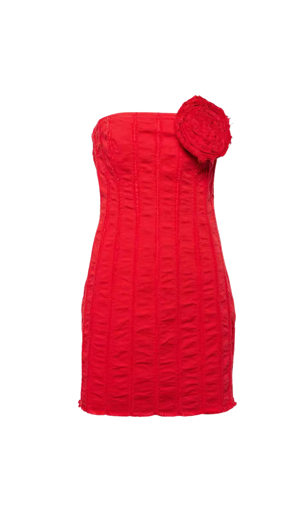 Trägerloses Minikleid aus Baumwolljersey mit Blumenapplikation