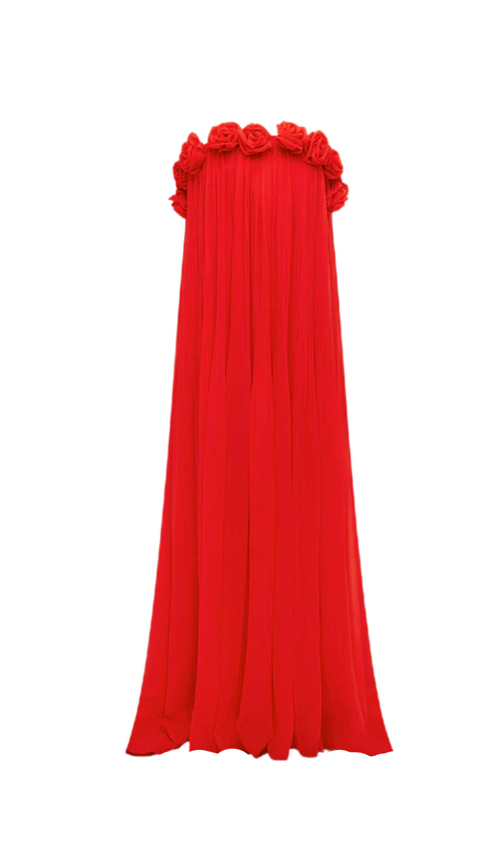 DRAPED FLOOR LENGTH DRESS IN SCARLET