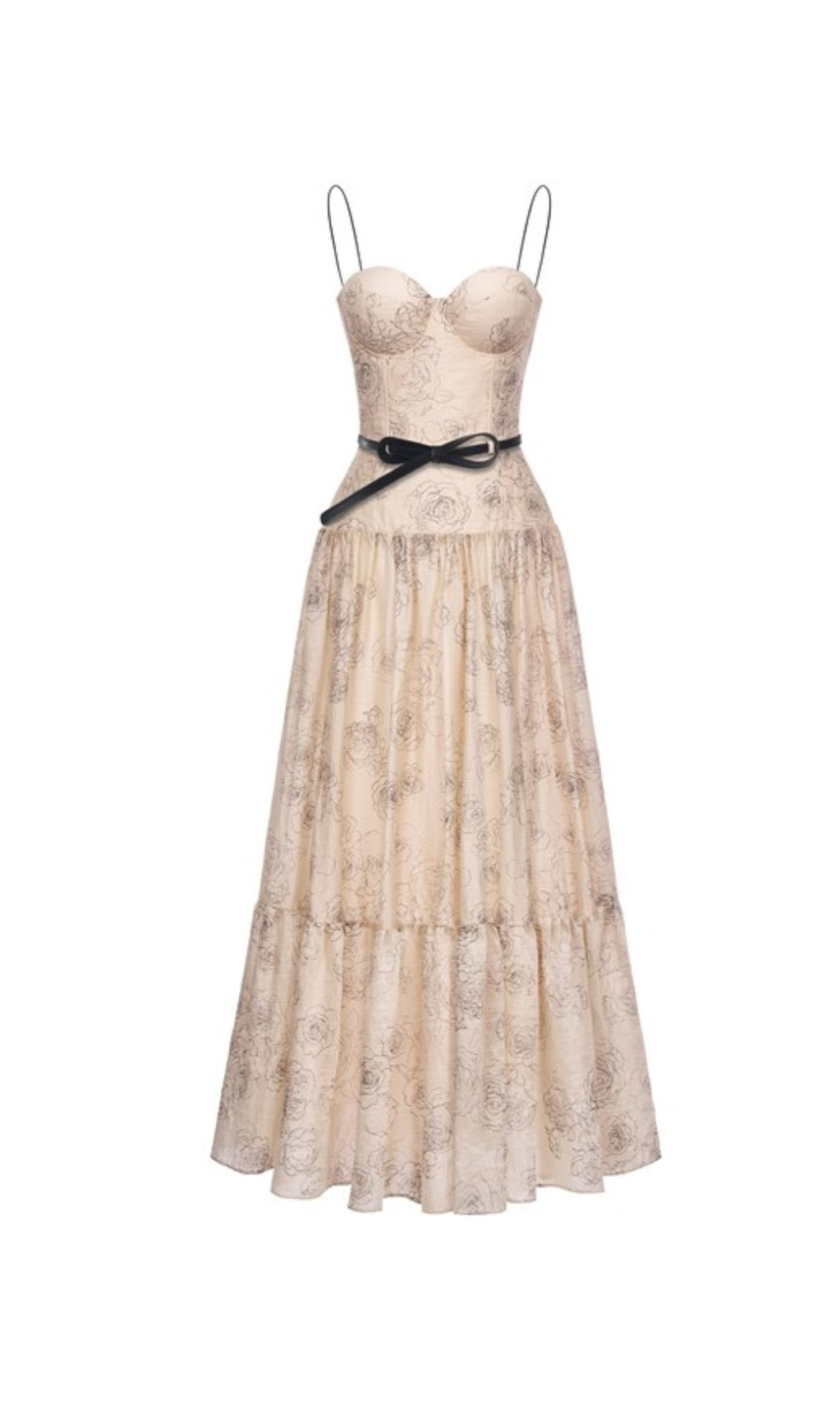 FLORAL PRINT FLARED SILHOUETTE MAXI DRESS