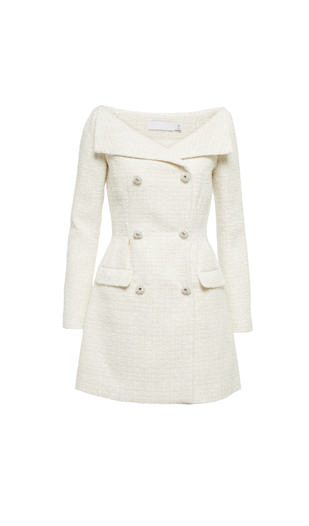 STEPHANIE WHITE BOUCLE BLAZER MINI DRESS