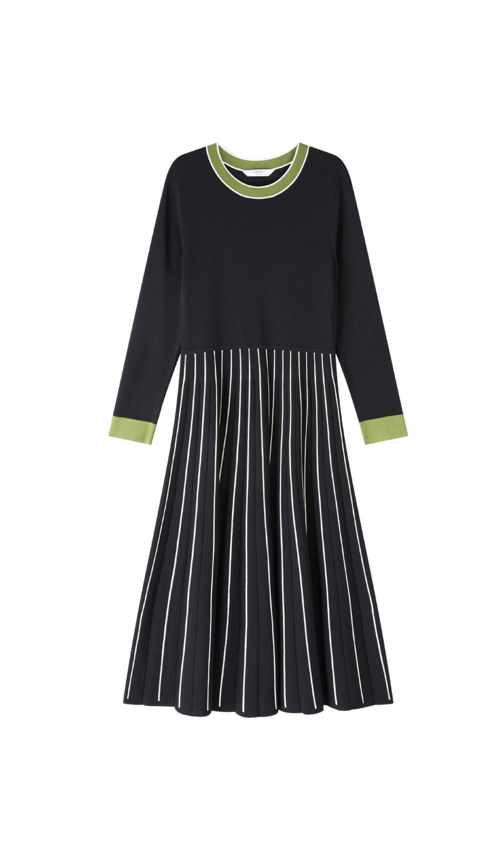 Mehrfarbiges Strick-Midikleid in Schwarz