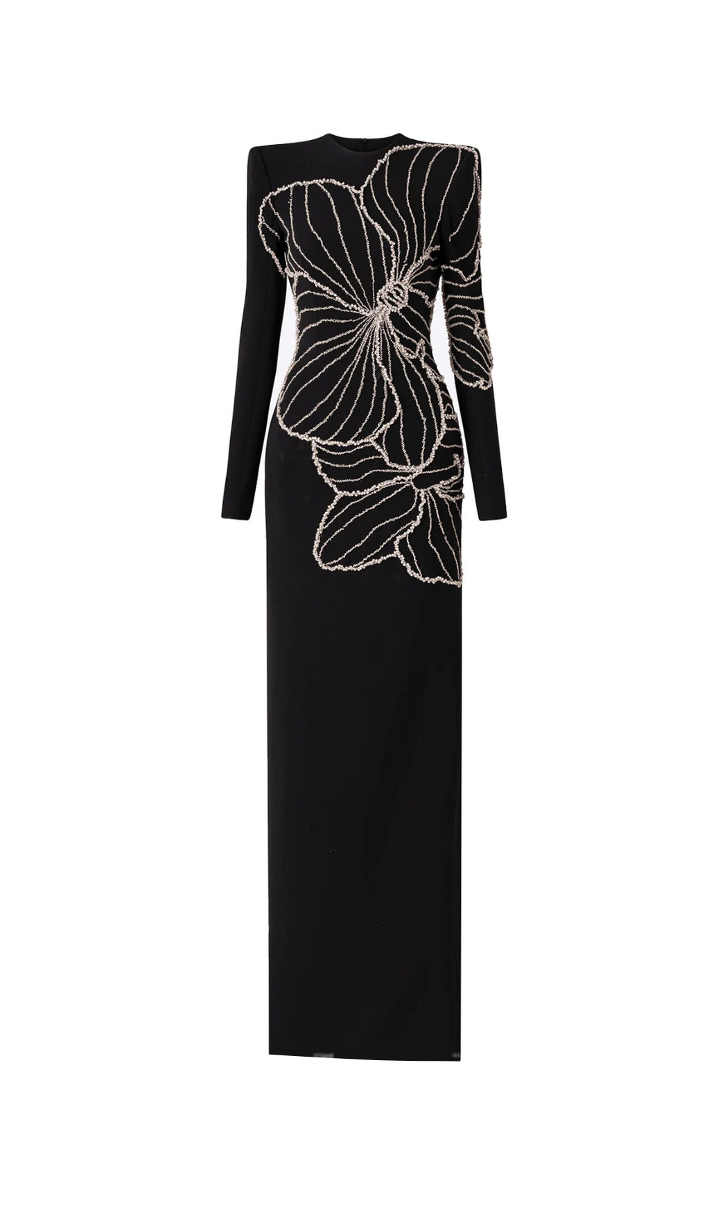 RAELYNN BODYCON LONG SLEEVE CREPE MAXI DRESS